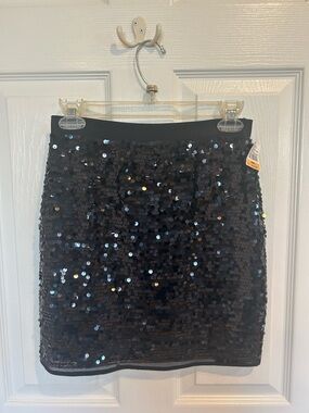 BCBG MacAzaria Black Sequin Mini Skirt - Sparkle Party Skirt